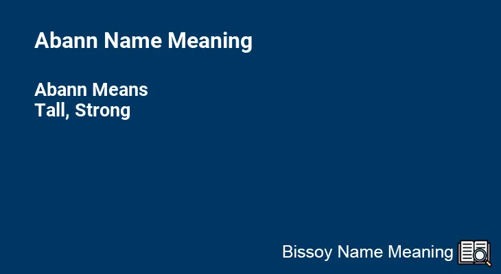 Abann Name Meaning