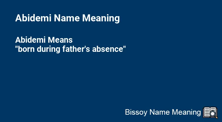 Abidemi Name Meaning