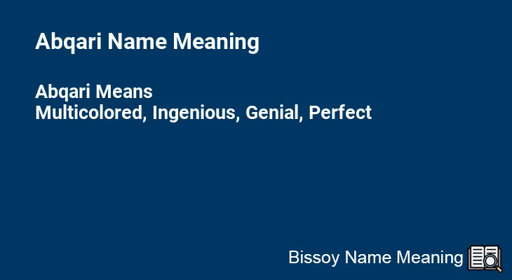 Abqari Name Meaning