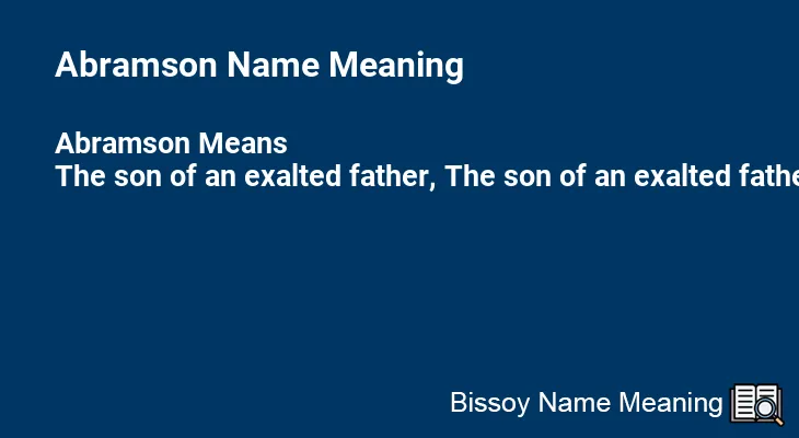 Abramson Name Meaning