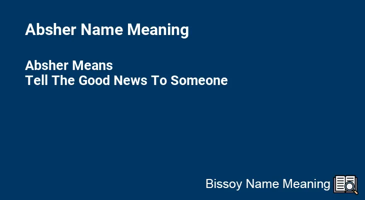 Absher Name Meaning