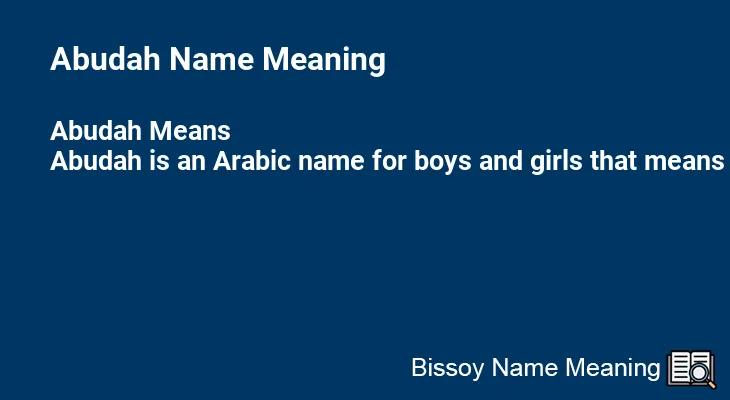 Abudah Name Meaning