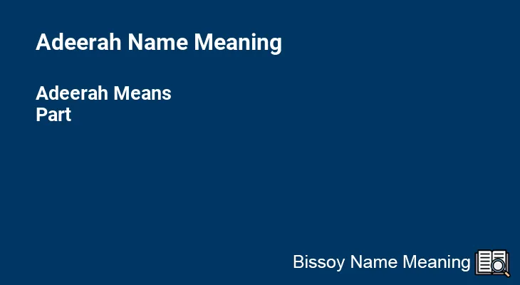 Adeerah Name Meaning