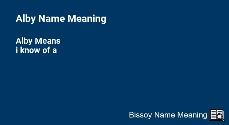 Alby Name Meaning