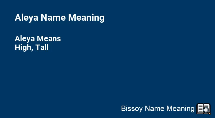 Aleya Name Meaning