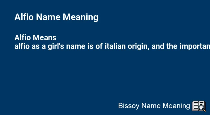 Alfio Name Meaning