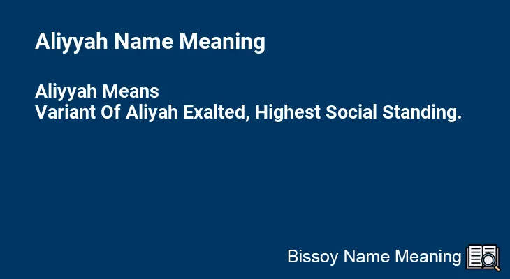 Aliyyah Name Meaning