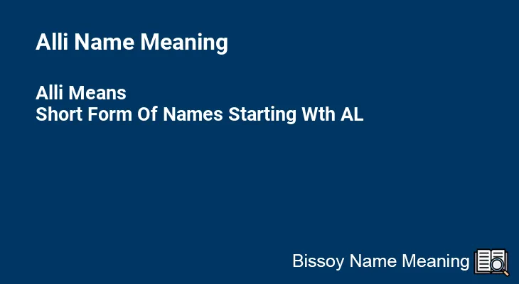 Alli Name Meaning