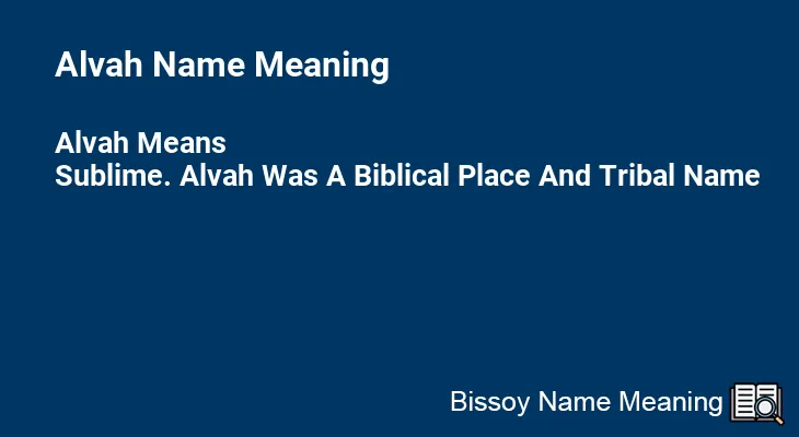 Alvah Name Meaning
