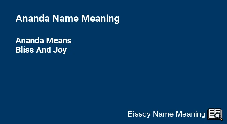 Ananda Name Meaning