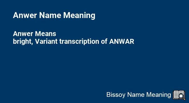 Anwer Name Meaning