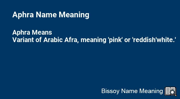 Aphra Name Meaning