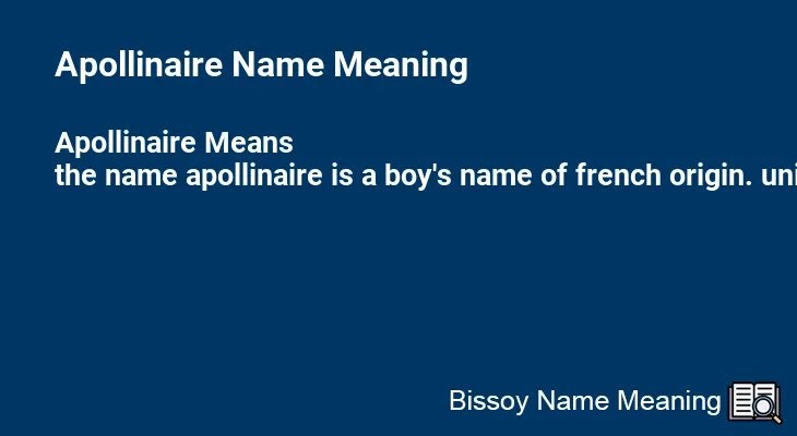 Apollinaire Name Meaning