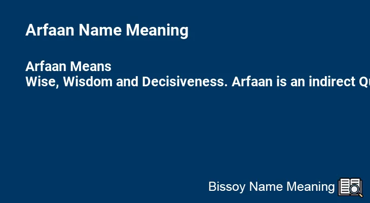 Arfaan Name Meaning