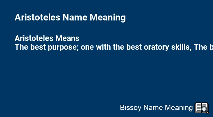 Aristoteles Name Meaning
