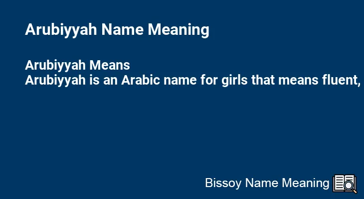 Arubiyyah Name Meaning