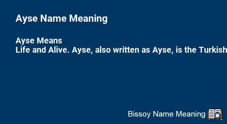 Ayse Name Meaning