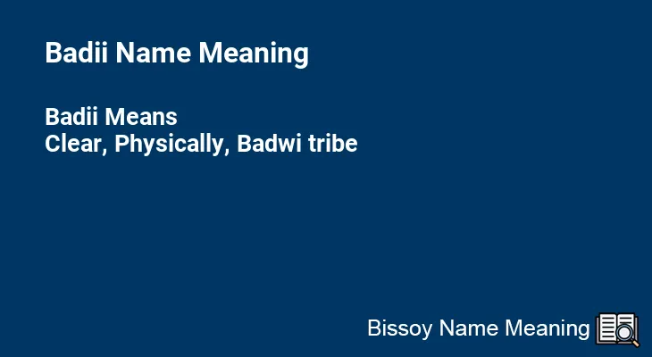 Badii Name Meaning