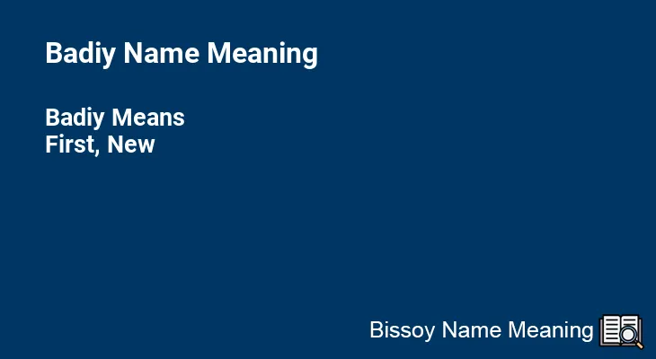 Badiy Name Meaning