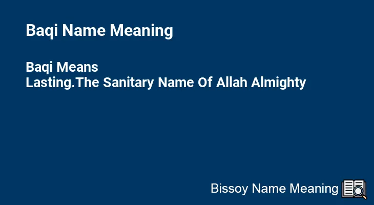 Baqi Name Meaning