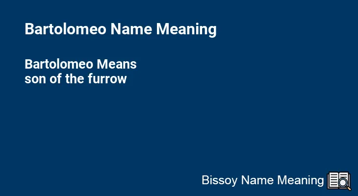 Bartolomeo Name Meaning