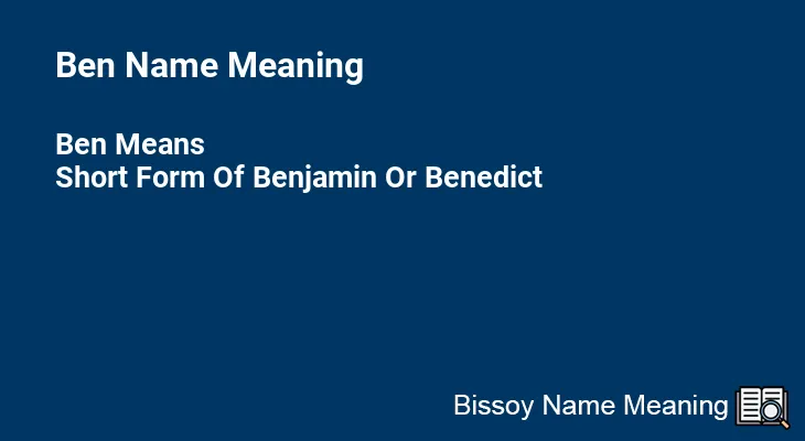 Ben Name Meaning