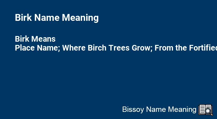 Birk Name Meaning