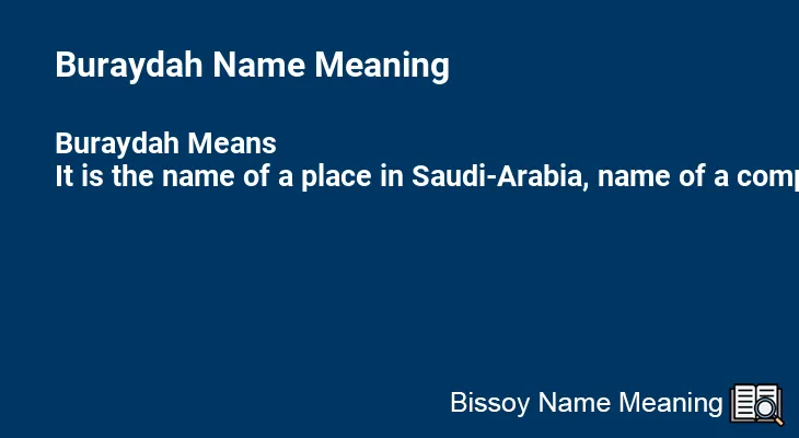 Buraydah Name Meaning