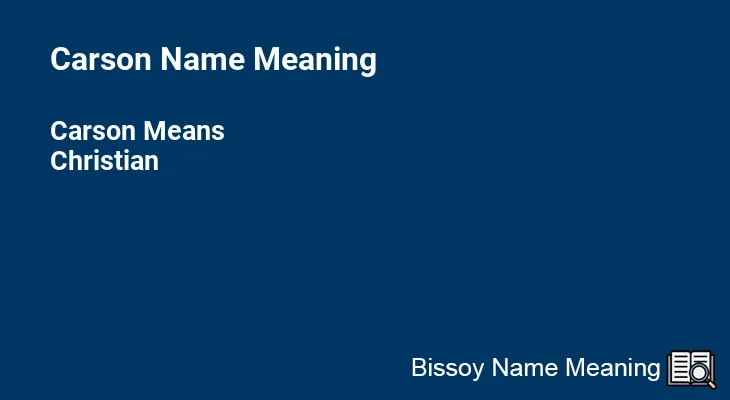 Carson Name Meaning