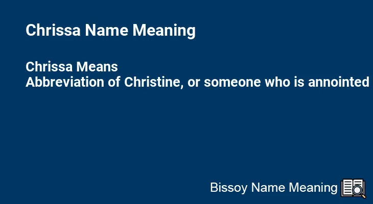 Chrissa Name Meaning