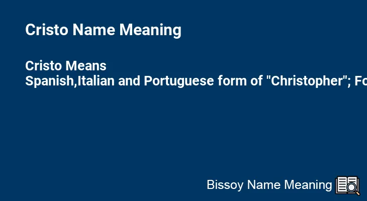 Cristo Name Meaning