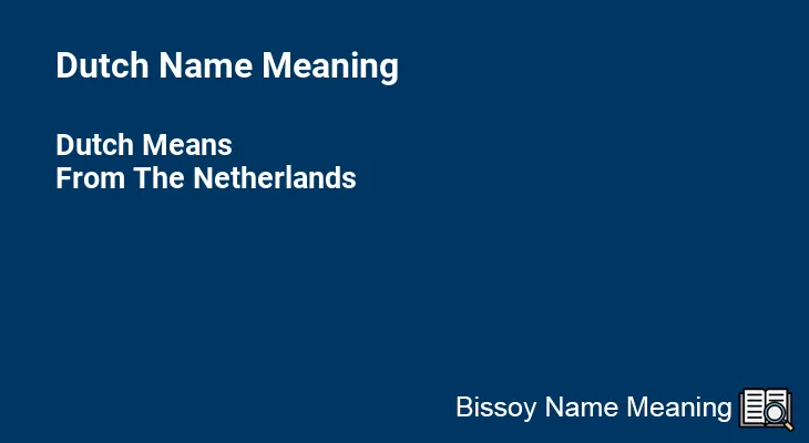 Dutch Name Meaning