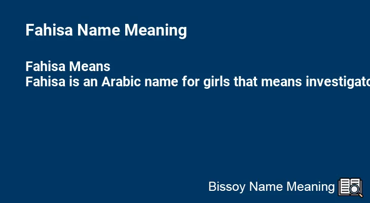 Fahisa Name Meaning