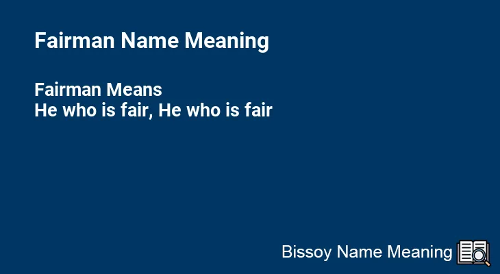 Fairman Name Meaning