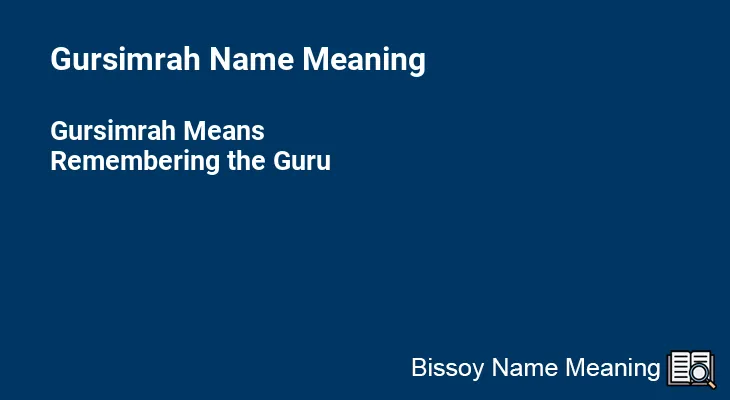 Gursimrah Name Meaning