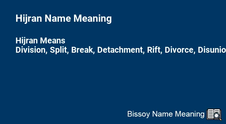 Hijran Name Meaning