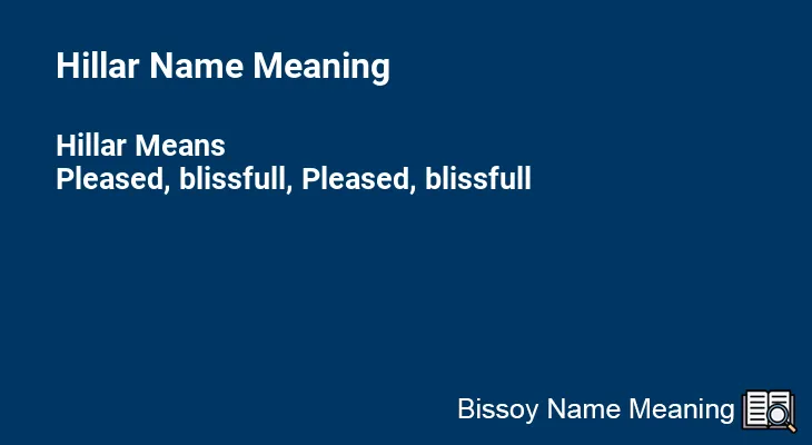 Hillar Name Meaning