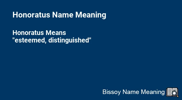 Honoratus Name Meaning