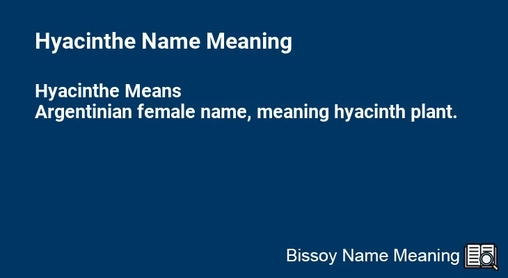 Hyacinthe Name Meaning