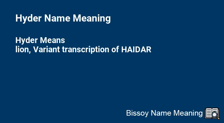Hyder Name Meaning