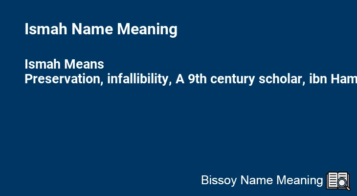Ismah Name Meaning