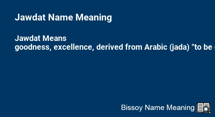 Jawdat Name Meaning