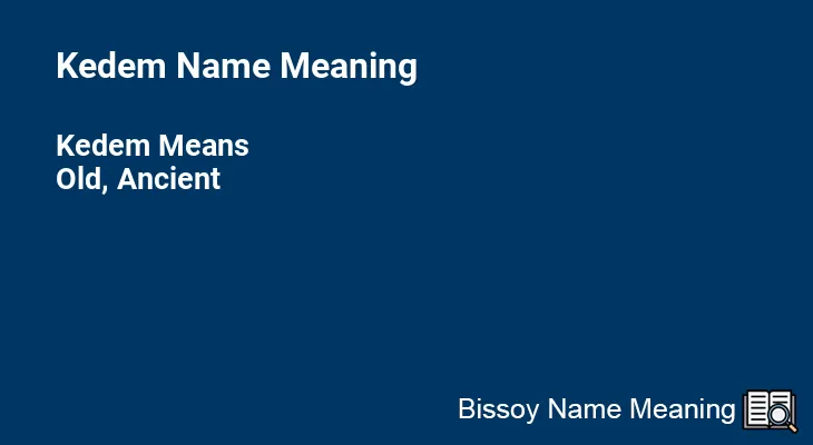 Kedem Name Meaning