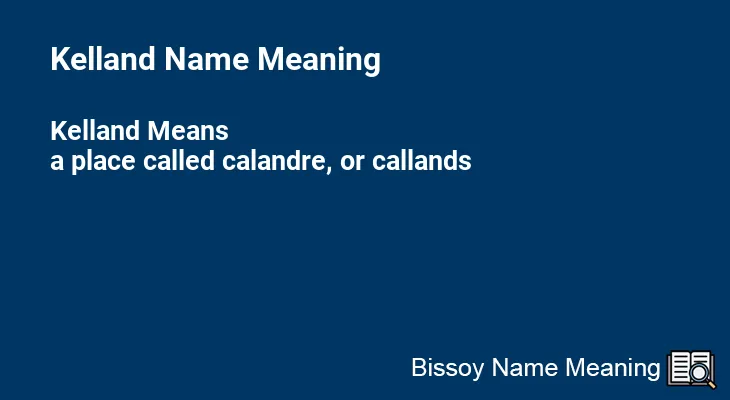 Kelland Name Meaning