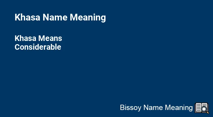 Khasa Name Meaning