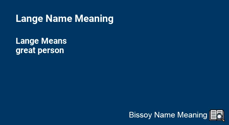Lange Name Meaning