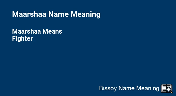 Maarshaa Name Meaning