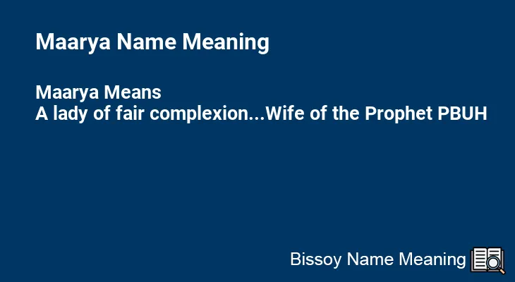 Maarya Name Meaning