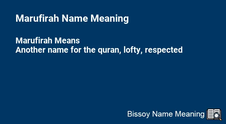 Marufirah Name Meaning