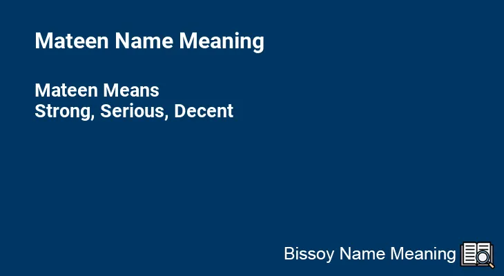 Mateen Name Meaning